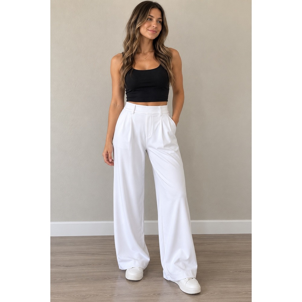 Halara White Butter Soft Wide Leg Work Pants Size S Regular